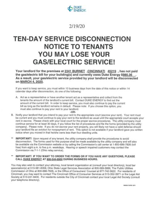 Duke Disconnection Notice 02-19-2020